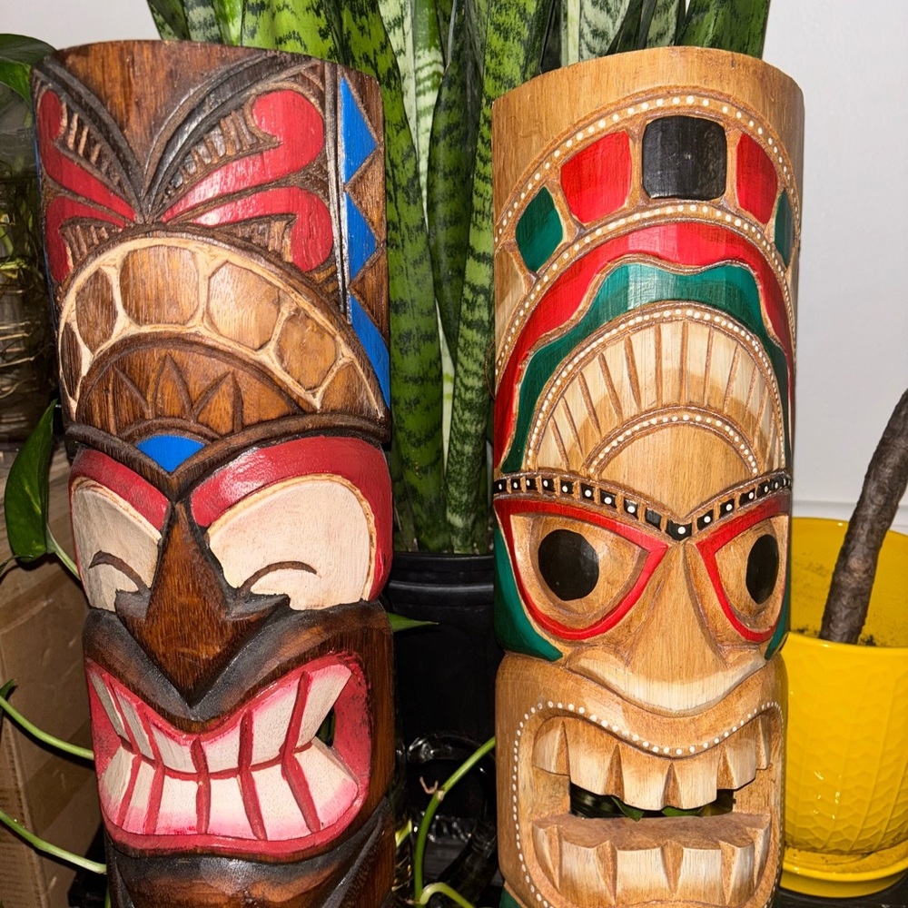 Colorful Wooden Tiki Masks price for both